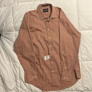 Nautica Mens Chambray Button Up Shirt, Rose. Size 16 34/35 NWT